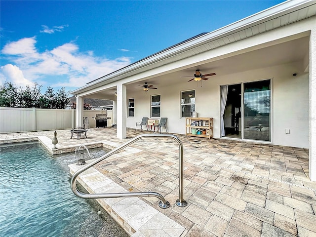 3857 San Isidro Cir, Saint Cloud, FL 34772 - view of patio / terrace featuring a fenced in pool and ceiling fan