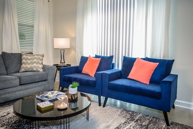 view of tiled living room