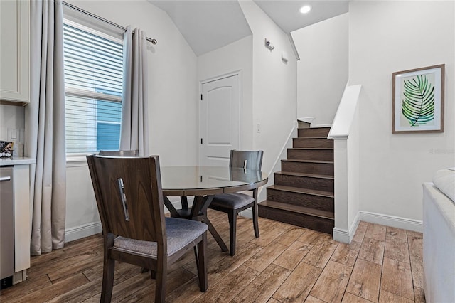 dining area featuring light wood-type flooring