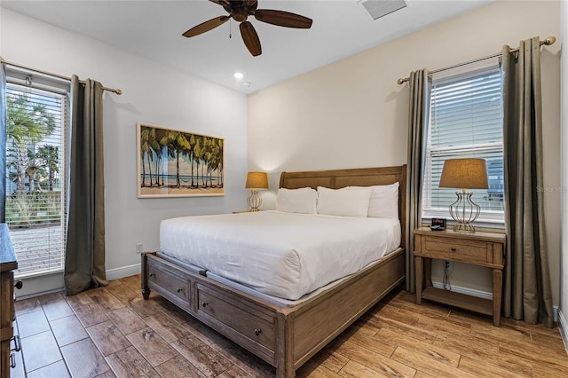 bedroom featuring ceiling fan