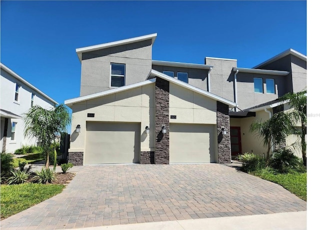 contemporary home with a garage