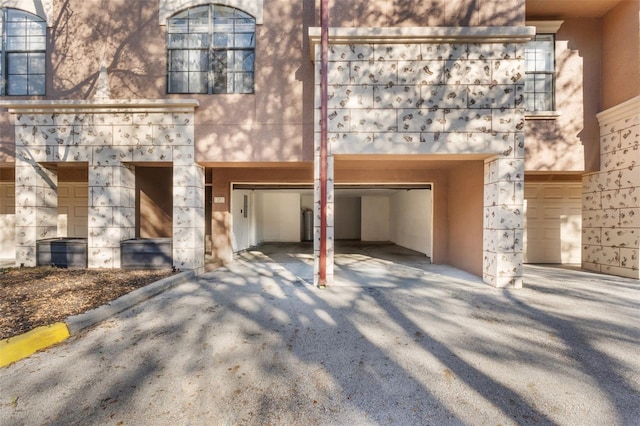 exterior space featuring a garage