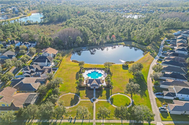 bird's eye view featuring a water view