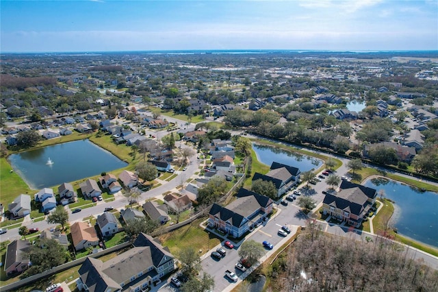 bird's eye view featuring a water view