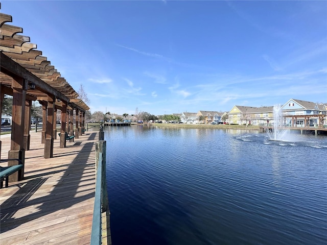 dock area with a water view