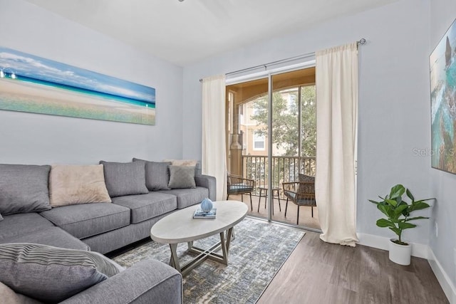 living room with hardwood / wood-style flooring