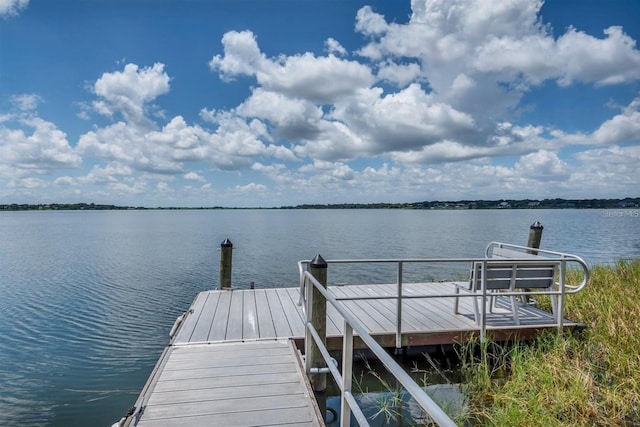 dock area with a water view