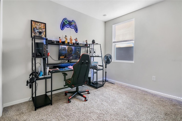 home office with carpet floors