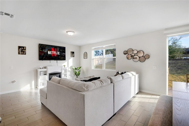 living room with plenty of natural light