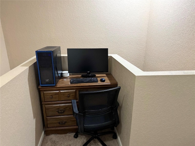 view of carpeted home office