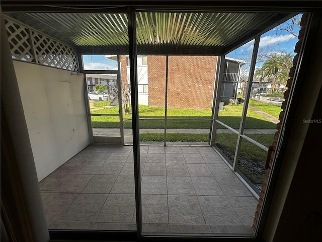 view of unfurnished sunroom