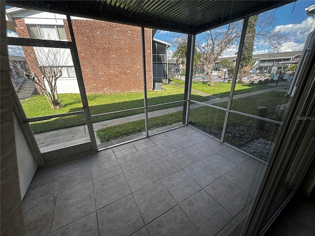 view of unfurnished sunroom