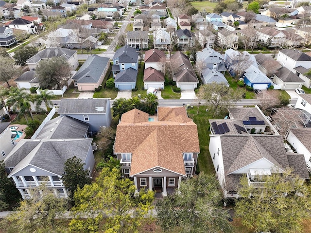 birds eye view of property with a residential view