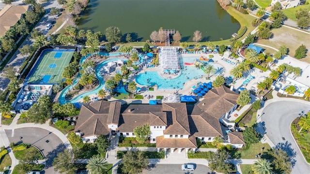 bird's eye view featuring a water view