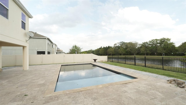 view of pool with a patio, a fenced backyard, and a fenced in pool