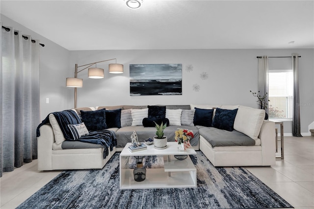 view of tiled living room