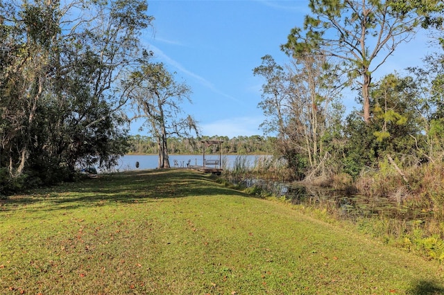 view of yard featuring a water view