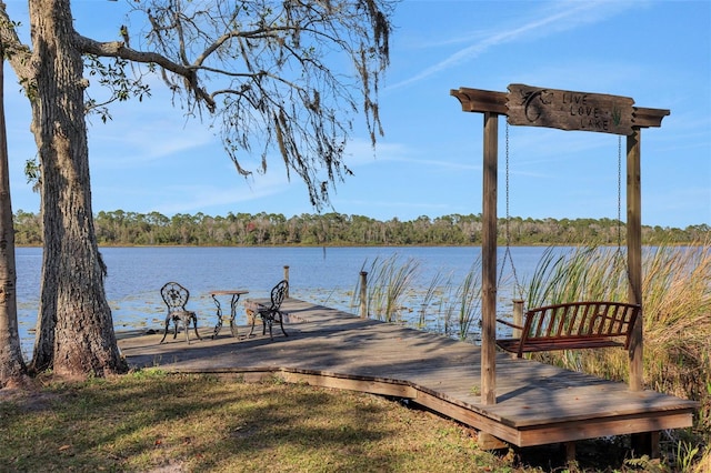 view of dock featuring a water view