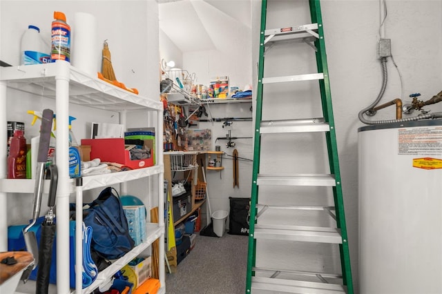 storage room with water heater