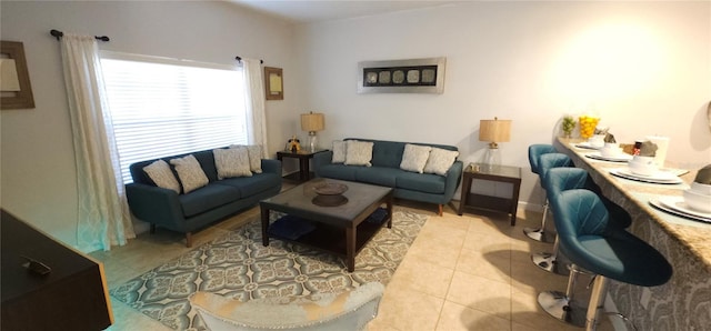 view of tiled living room