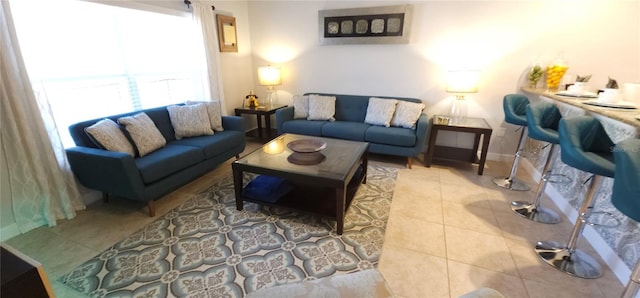 view of tiled living room