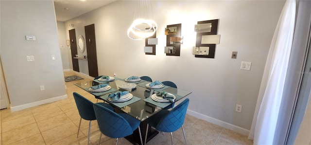 dining space with light tile patterned floors