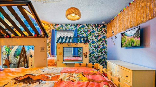 bedroom with a textured ceiling