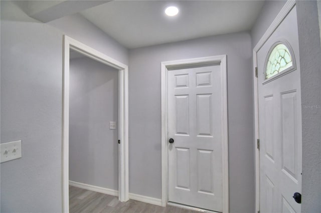 foyer entrance featuring light hardwood / wood-style flooring