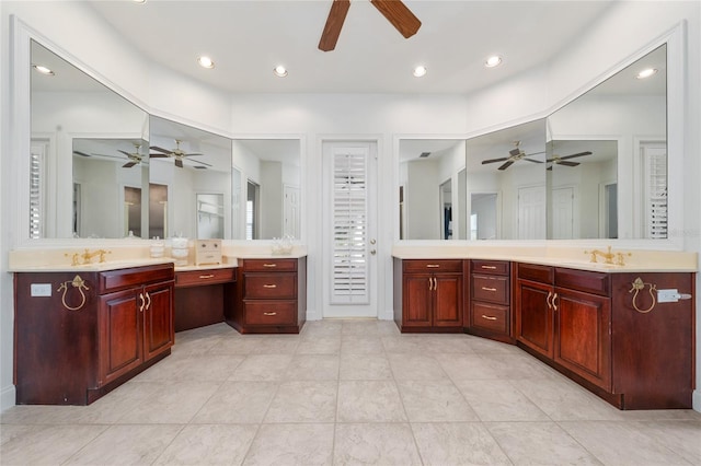 bathroom with vanity and tile patterned flooring