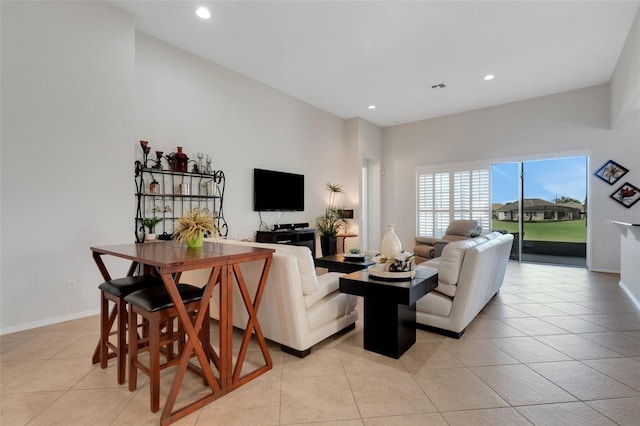 view of tiled living room