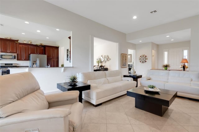 view of tiled living room