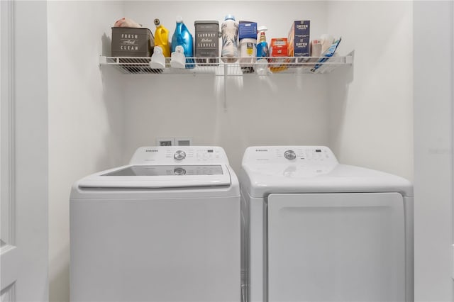 laundry room featuring washer and dryer