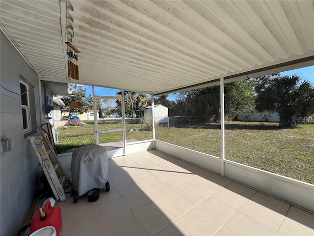 view of unfurnished sunroom