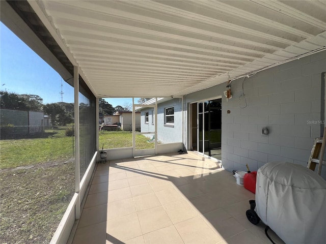 view of unfurnished sunroom