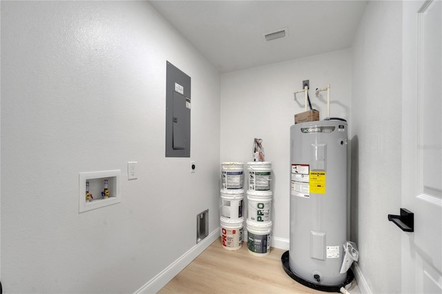 utilities with electric panel and water heater