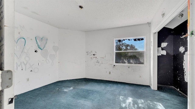carpeted spare room featuring a textured ceiling