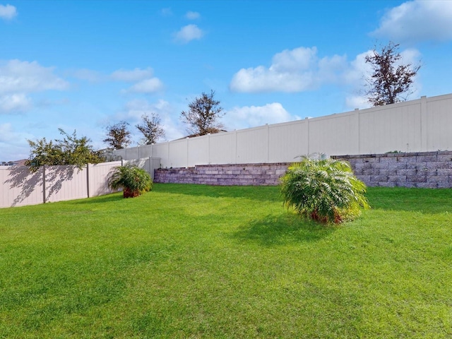 view of yard featuring a fenced backyard