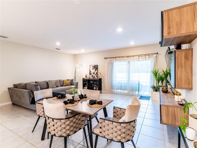 dining room with light tile patterned floors