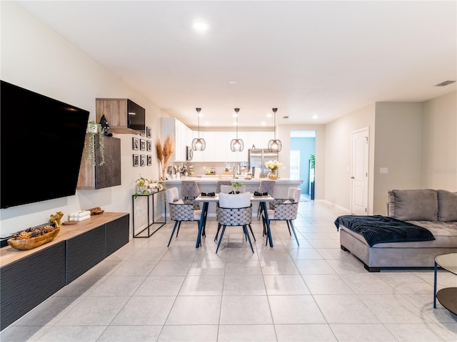 view of tiled dining space