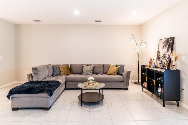 view of tiled living room