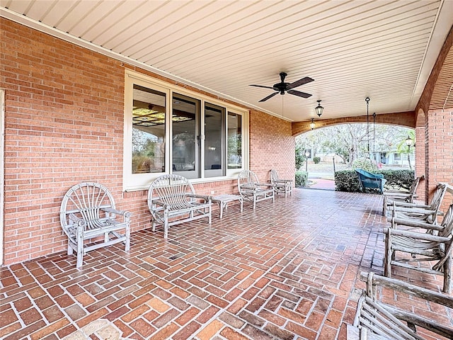 view of patio with ceiling fan