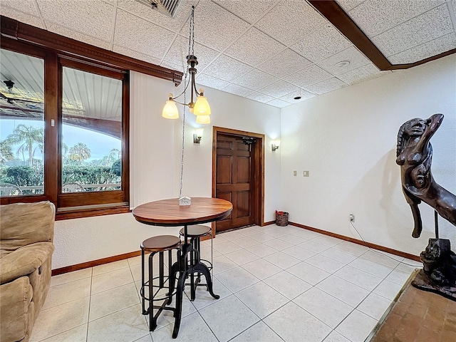 dining room with light tile patterned floors