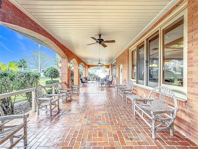 view of patio with ceiling fan