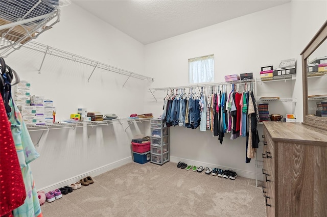 spacious closet featuring carpet floors