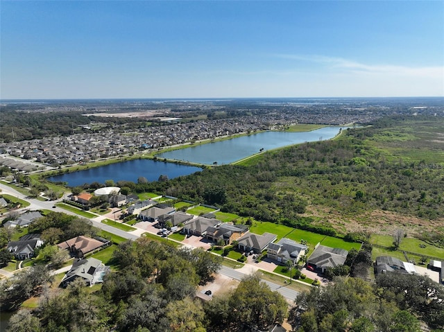 bird's eye view with a water view and a residential view