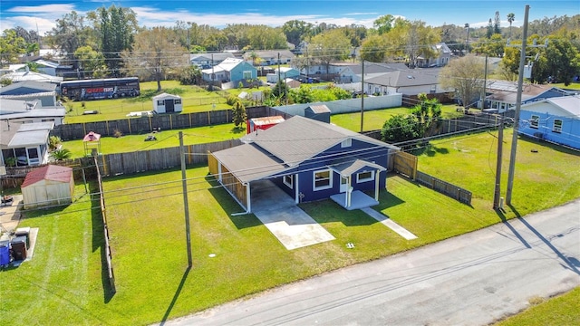 aerial view with a residential view