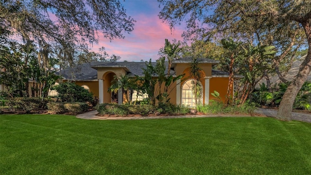 view of front of house with a yard