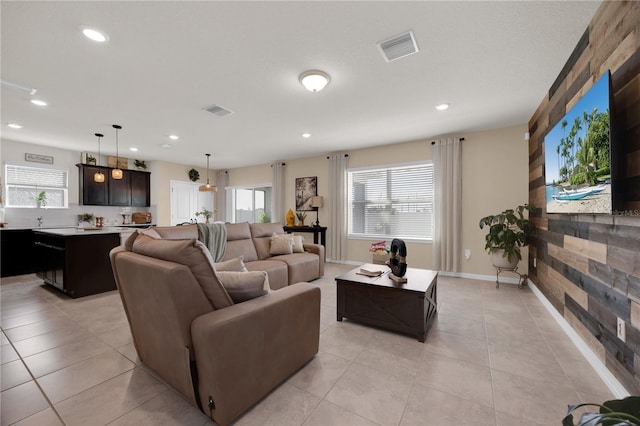 view of tiled living room