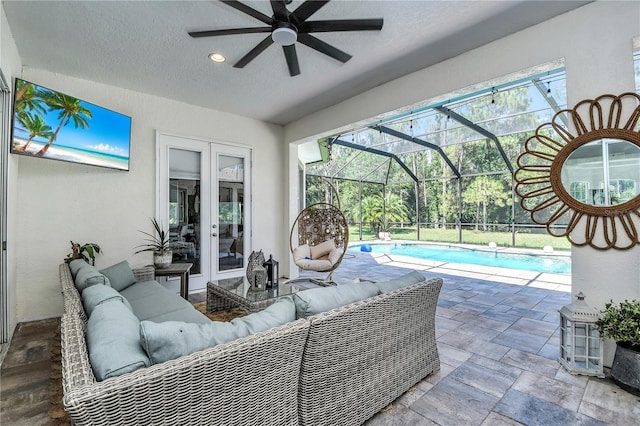 view of patio with an outdoor hangout area and french doors