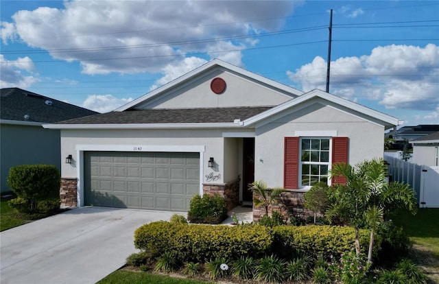 ranch-style home with a garage